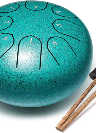 Lronbird Steel Tongue Drum 6 Inch 8 Notes Rain Drum Style Gift | Calming, Relaxation, Meditation, Education, Musical Instrument for Adults Beginners (Malachite)