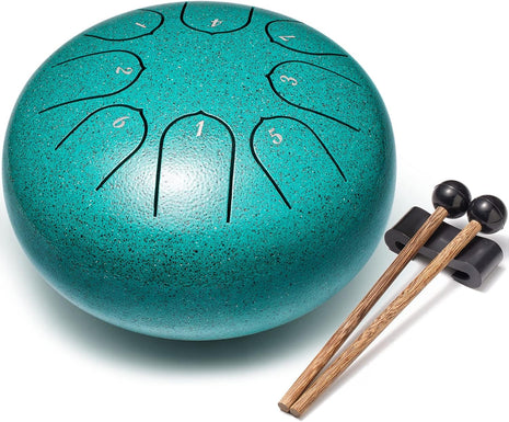Lronbird Steel Tongue Drum 6 Inch 8 Notes Rain Drum Style Gift | Calming, Relaxation, Meditation, Education, Musical Instrument for Adults Beginners (Malachite)