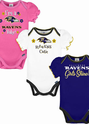 Gerber NFL Baby-Girls NFL Team 3 Pack Short Sleeve Onesie Bodysuit