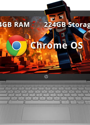 HP Chromebook 14" HD Laptop for Business & Students, Intel Celeron N4120, 4GB LPDDR4, 224GB Storage(64GB eMMC+160GB Docking Station), UHD Graphics, Webcam, Long Battery Life, Chrome OS, Modern Gray