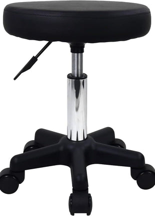 FURWOO Round Rolling Stool Height Adjustable Stool with Wheels for Spa Salon Massage Black