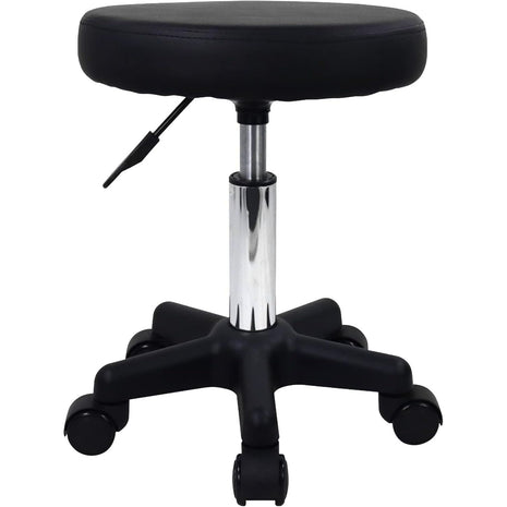FURWOO Round Rolling Stool Height Adjustable Stool with Wheels for Spa Salon Massage Black