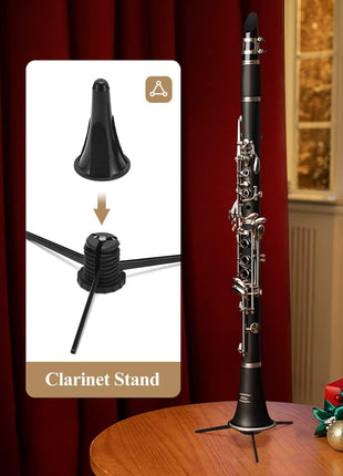 Eastar B Flat Clarinet for Beginner, Ebonite Clarinet Nickel-plated with 2 Barrels, 3 Reeds, White Gloves, Hard Case, Cleaning Kt, ECL-300