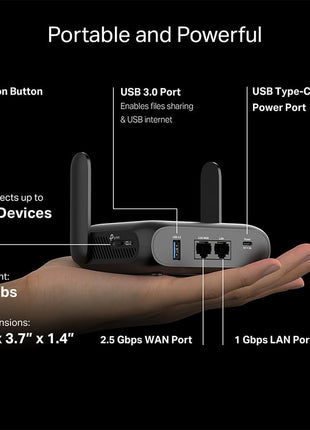 TP-Link BE3600 Wi-Fi 7 Portable Travel Router TL-WR3602BE | Dual-Band, 2.5 Gig Port, USB 3.0 | Multi-Modes in One | OpenVPN, WireGuard? | Public WiFi Sharing for Hotel/Cruise/RV/Plane | No 6 GHz