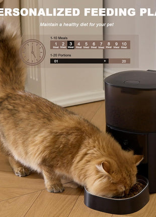 Automatic Cat Feeder with Camera & Voice Interaction, WiFi/App Control, 4L Dry Food Dispenser for Cats & Dogs with Freshness Preservation, Custom Feeding Times & Portions, Dual Power