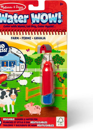 Melissa & Doug Water Wow! Mess Free Coloring Book, Reusable Water-Reveal Activity Pad, On The Farm, Travel Toys, Party Favors, for Toddlers & Kids Ages 3+