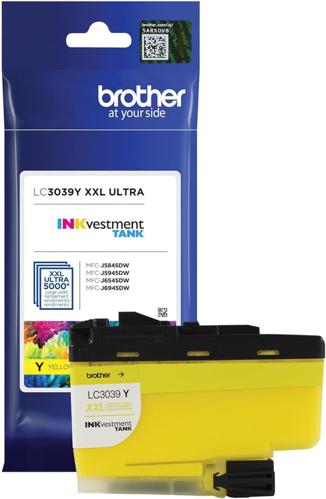 Brother Genuine LC3039Y, Single Pack Ultra High-Yield Yellow INKvestment Tank Ink Cartridge, Page Yield Up to 5,000 Pages, LC3039, Amazon Dash Replenishment Cartridge