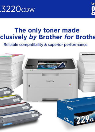 Brother Color Laser Printer with Wireless Printing Fast 19 PPM Output, Duplex Feature, Mobile Device Compatible, 250-Sheet Paper Tray for Professional Home Office Printing (HL-L3220CDW)