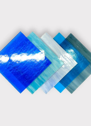 5 sheets - COE 96 Blue Fusible Glass Pack by Binari Glass Studio