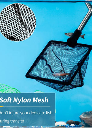 Pawfly Aquarium Fish Net with Extendable 9-24 Inch Long Handle for Betta Fish Tank Small Koi Pond and Pool