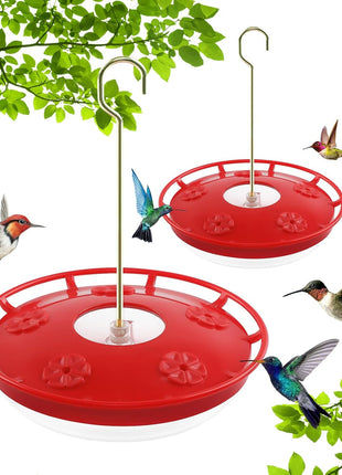 FEED GARDEN Hummingbird Feeders for Outdoors, 2 Pack 16oz Leak-Proof Disc Feeder with Built-in Ant Moat, 5 Feeding Ports, Wide Mouth Easy Clean, BPA-Free Plastic for Garden Patio Backyard