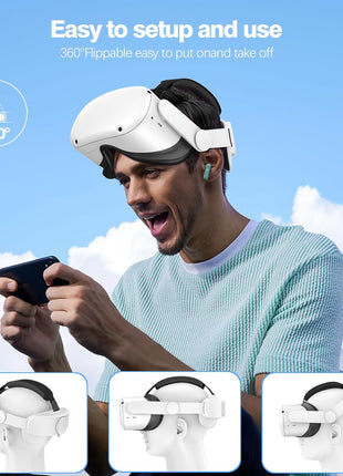 VZNEK Head Strap Compatible with Oculus Quest 2,Meta Quest 2 Accessories Adjustable Elite Strap Replacement for Enhanced Comfort Support and Gaming Immersion in VR (Without Battery)