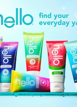 hello Kids Fluoride Free Toothpaste, Fresh Watermelon, 4.2 oz | For Kids of All Ages, Removes Plaque, Polishes and Brightens, Tastes Awesome, Vegan, Gluten Free, SLS Free