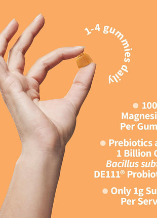 Garden of Life Magnesium Citrate Supplement Gummies with Prebiotics & Probiotics for Stress, Sleep & Recovery - Vegan, Gluten Free, Kosher, Non-GMO, No Added Sugars, Peach Flavor, 60 Count