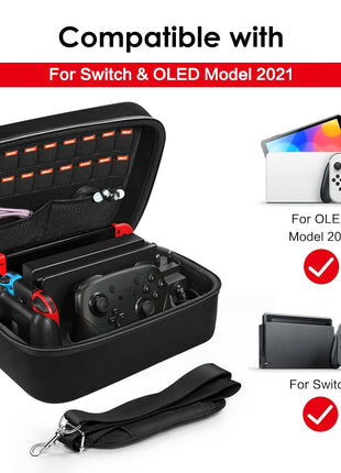iVoler Carrying Storage Case for Nintendo Switch/Switch OLED Model (2021), Portable Travel All Protective Hard Messenger Bag Soft Lining 18 Games for Switch Console Pro Controller & Accessories Black
