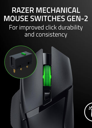 Razer Basilisk V3 X HyperSpeed Customizable Wireless Gaming Mouse: Mechanical Switches Gen-2-5G Advanced 18K Optical Sensor - Chroma RGB - 9 Programmable Controls - 285 Hr Battery - Classic Black