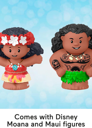 Fisher-Price Little People Toddler Toy Disney Princess Moana & Maui's Canoe Sail Boat with Figures for Pretend Play Ages 18+ Months