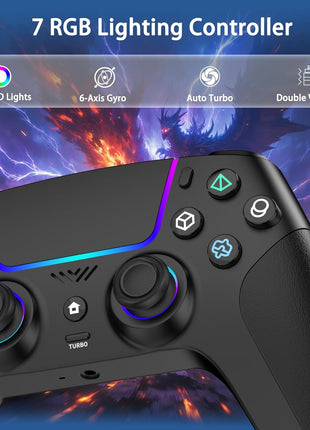 VidPPluing Wireless Controller Compatible with PS5/Android/IOS/MAC/Steam Deck, Gamepad with LED Lighting/Hall Effect Trigger/Turbo/Macro/Dual Vibration/3.5mm Headset Jack/1500 mAh Battery