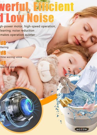 Portable Washing Machine,15L Collapsible Mini Washer with 3 Cleaning Modes Drain Basket Small Foldable Laundry Machine for Travel Camping Dorms RVs Apartments Baby Clothes Underwear Socks Delicates