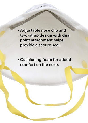 3M 8210 Particulate Respirator, N95, Pack of 20 Disposable Respirators, NIOSH APPROVED, Two-Strap Cup Style Design, Lightweight with Cushioning Nose Foam
