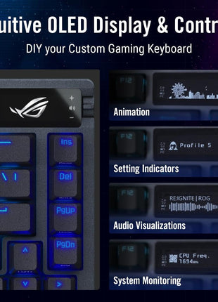 ASUS ROG Azoth Wireless Mechanical Gaming Keyboard 75% TKL, Tri-Mode Connectivity, Hot Swappable Pre-lubed ROG NX Snow Linear Switches, PBT Keycaps, RGB, OLED Display, PC/Mac Support - Black