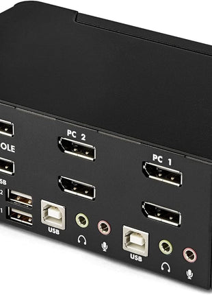 StarTech.com 2-Port DisplayPort KVM Switch - Dual-Monitor - 4K 60 - with Audio & USB Peripheral Support - DP 1.2 - USB Hub, TAA (SV231DPDDUA2)