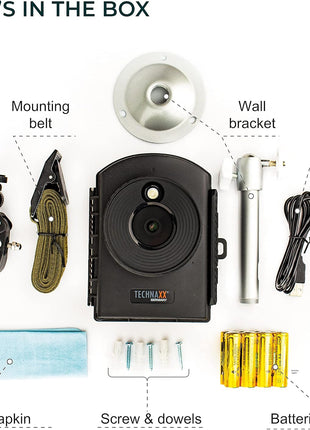 TECHNAXX Full HD Time Lapse Camera TX-164 - Ideal for Time Lapse Recordings of constructions Sites, House Building, Plant Growth (Garden, Orchard), Outdoor Shots, Security Monitoring, etc., Black