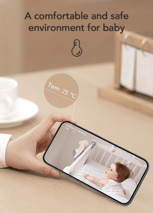 nooie 2K Smart WiFi Baby Monitor with Camera and Audio, Smartphone App Control, Temperature Sensor, Motion & Cry Detection, IR Night Vision, 2-Way Talk, Cloud & SD Card Storage, Ideal for New Moms