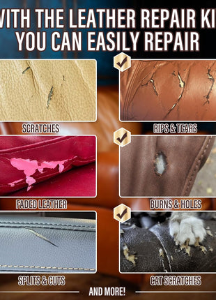 ARCSSAI ARCSSAL Leather & Vinyl Repair Kit, Sofa, Jacket, Car Seats and Purse. Leather Repair Kit. Super Easy Instructions to Match Any Color, Restore Any Material, Bonded, Italian, Pleather, Genuine