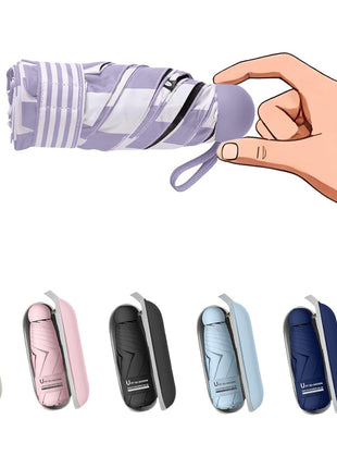 BAODINI Travel Mini Umbrella for Purse With Case Small Compact UV Sun Protection Sun Lightweight Tiny Pocket Manual Open Close Umbrella for Women Kids and Men