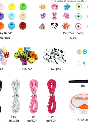 Dowsabel Bracelet Making Kit, Beads for Bracelets Making Pony, Kandi, Polymer Clay, Smile Face & Letter Beads for Jewelry Making, DIY Arts and Crafts Gifts Toys for Girls Age 6-12