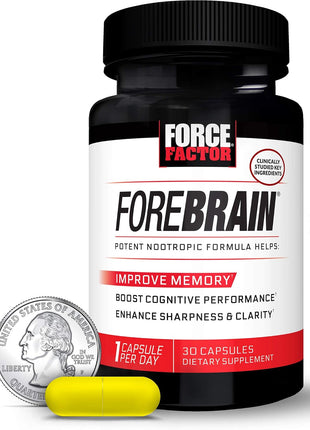 Forebrain Nootropic Brain Supplement to Improve Memory, Boost Focus, Increase Mental Energy, and Support Brain Health with Caffeine, Bacopa, and Huperzine A, Force Factor, 30 Capsules (Pack of 2)
