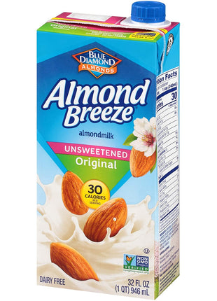 Almond Breeze Dairy Free Almondmilk Unsweetened Original 32 Oz Boxes, 6 Count