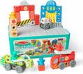 Melissa & Doug BlockablesTM Deluxe City Snap and Play, Mix and Match Connectable Wooden Building Blocks Set with Storage Bin and Play Lid (122 Pcs) Ages 2 to 7- FSC Certified
