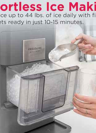 FRIGIDAIRE Gallery Countertop Crunchy Chewable Nugget Ice Maker, 44lbs per Day, Auto Self Cleaning, 2.0 Gen, Black