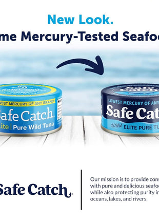 Safe Catch Canned Wild Tuna Fish, Wild Caught, Lowest Mercury, Gluten-Free, Kosher, Non-GMO, Whole30 Approved, Paleo, Keto Food, 5oz Can, 12-Pack