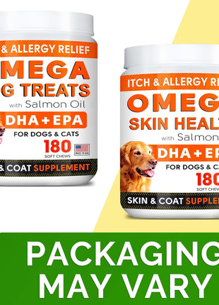 (Pack of 3) Fish Oil Omega 3 Treats for Dogs - Allergy Relief - Joint Health - Itch Relief, Shedding - Skin and Coat Supplement - Alaskan Salmon Oil Chews - Omega 3 6 9 - EPA & DHA Fatty Acids