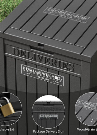 Package Delivery Box for Outside, 48 Gallon Storage with Lockable Secure, Large Resin Outdoor Package Drop Container