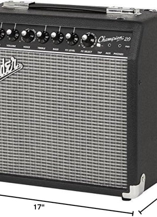 Fender Champion II 25-Watt Guitar Combo Amplifier Bundle with Instrument Cable, Picks, and Austin Bazaar Instructional Video