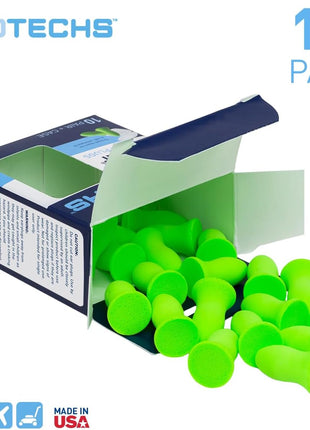 Flents Protechs Quiet Contour Foam Ear Plugs, NRR 33, 10 Pair, Green | Reusable Foam Ear Plugs for Sleeping, Snoring, Loud Noise, Traveling, Concerts, Construction, Studying, Work & Shooting