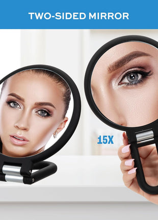 ForPro Magnifying Handheld Mirror, Black, Adjustable, for Makeup | for Salon & Makeup Application, Vanity Mirror, Magnifying Makeup Mirror, Salon Mirror, Salon & Spa Essentials