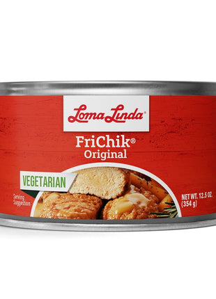 Vegetarian Chicken Plant-Based Meat - Loma Linda Frichik Original, High Protein Meatless Chunks, 12.5 oz Cans (8 Pack), Non-GMO Vegetarian Chicken Alternative for Meals & Recipes