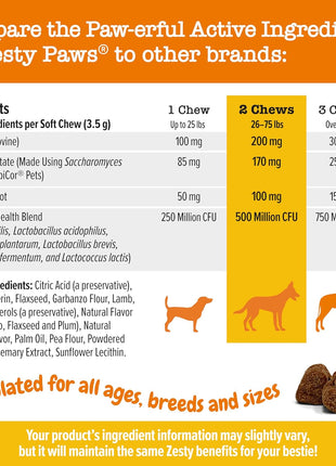 Zesty Paws Dog Allergy Relief- Dog Itching Skin Relief- Dog Probiotics for Itchy Skin and Itchy Ears- Dog Allergy Paw Relief- Dog Allergy Chews- Dog Itch Relief - Dog Skin Allergy Relief - Lamb - 90ct
