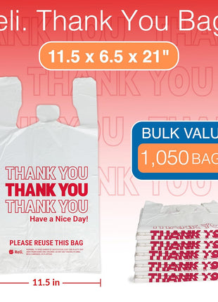 Reli. Plastic Bags Thank You (1050 Count) | White Grocery Bags Handles | Shopping (Plastic)