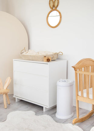Ubbi Steel Diaper Pail, Odor Locking, No Special Bag Required, Award-Winning, Registry Must-Have, White | Award-Winning Registry Must-Have, Childproof Safety Lid with Lock, Holds Up To 55 Newborn Diapers, Modern Nursery Essential