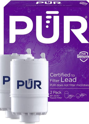 PUR Faucet Mount Replacement Filter 2-Pack, Genuine PUR Filter, 2-in-1 Powerful Filtration, Includes Lead Removal, 6-Month Value, White (RF33752)