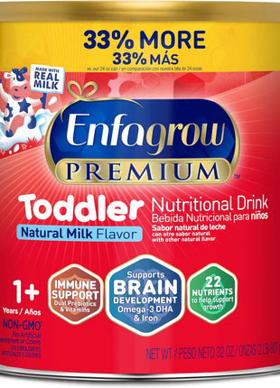 Enfagrow Premium Toddler Milk Nutritional Drink, Enfagrow Toddler Drink, Try Our Brain-Supporting Trio, 32oz Can