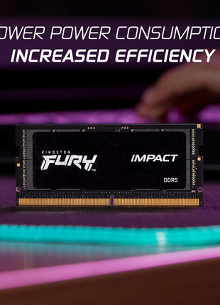 Kingston FURY Impact 32GB (2x16GB) 6000MT/s CL38 DDR5 SODIMM | Intel XMP 3.0 | Plug N Play | Laptop Memory | Kit of 2 | KF560S38IBK2-32