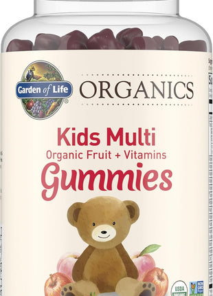 Garden of Life Organics Kids Gummy Vitamins - Fruit - Certified Organic, Non-GMO & Vegan Complete Children's Multi - B12, C & D3 - Gluten, Soy & Dairy Free, 120 Real Fruit Chew Gummies