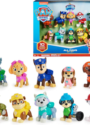 Paw Patrol 10th Anniversary All Paws On Deck 10 Figure Gift Pack | 10 Collectible Action Figures, Chase, Marshall, Rocky, Rubble, Zuma, Skye & More, Kids Toys for Boys & Girls Ages 3+
